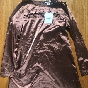 Nasty Gal Burgundy Satin Lace Dress